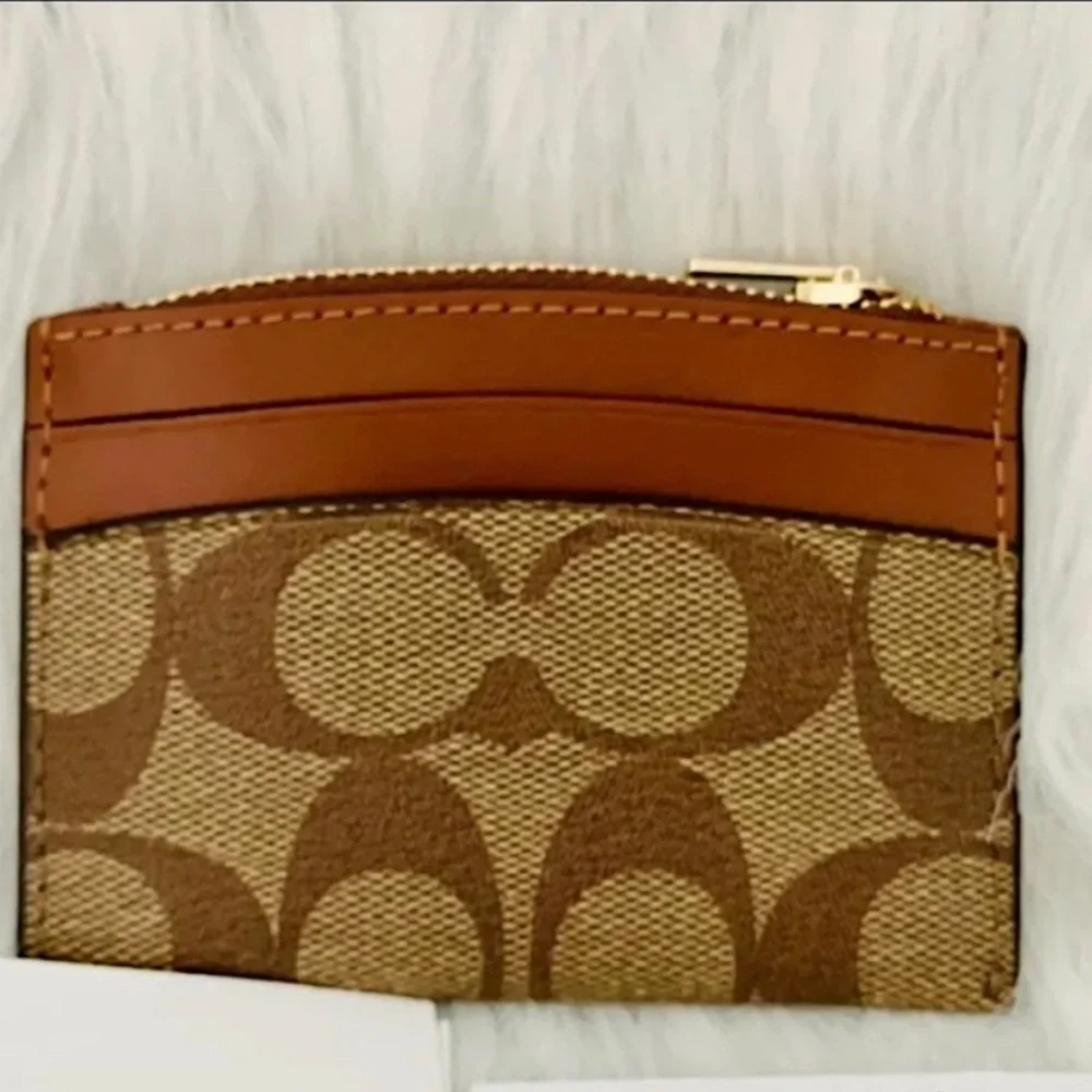 Coach Card Case In Signature Canvas With Coach Radial Rainbow